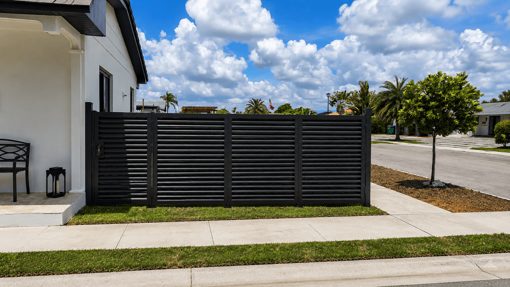 Property after fence install — aluminum