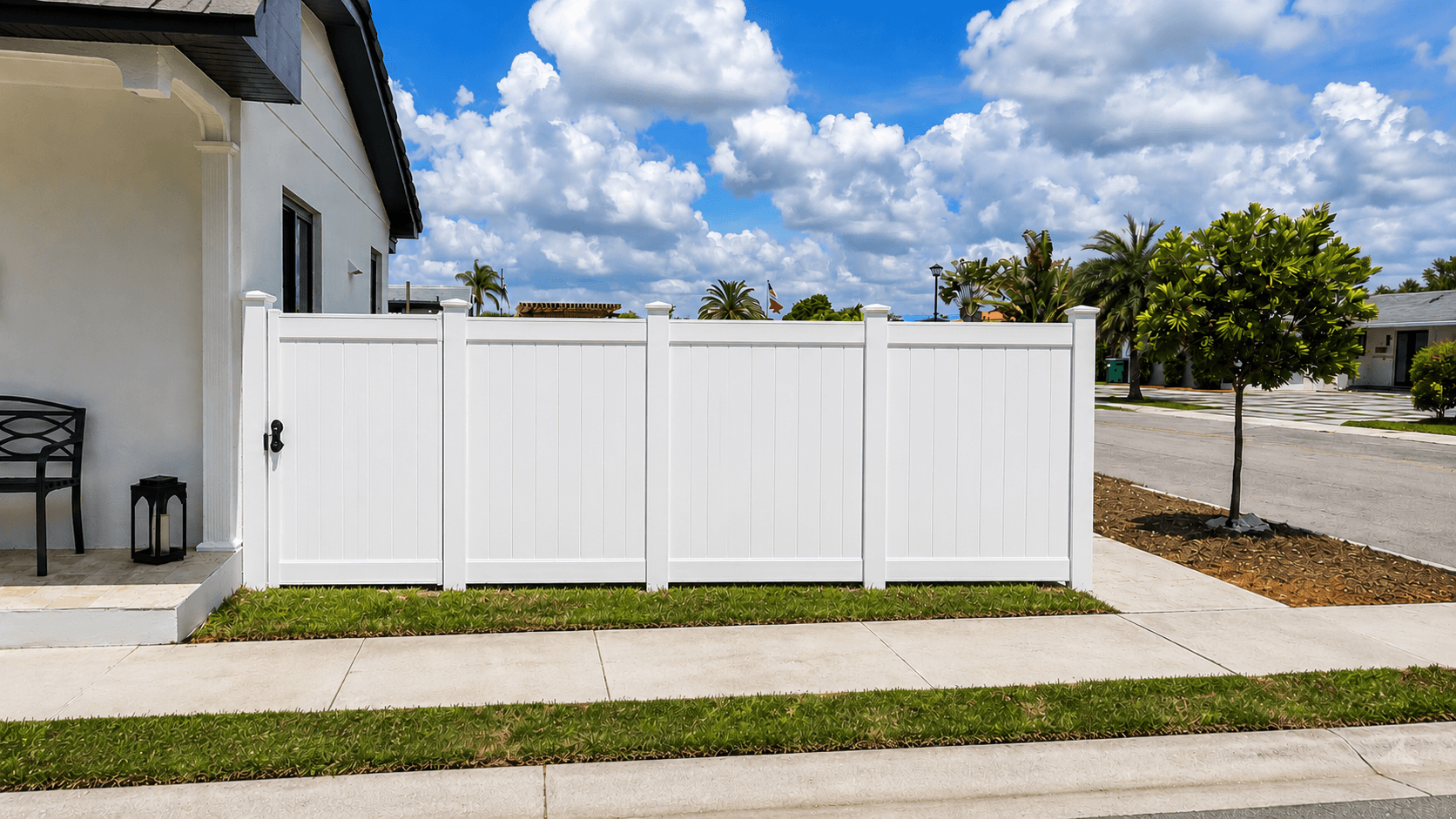 Property after fence install — pvc