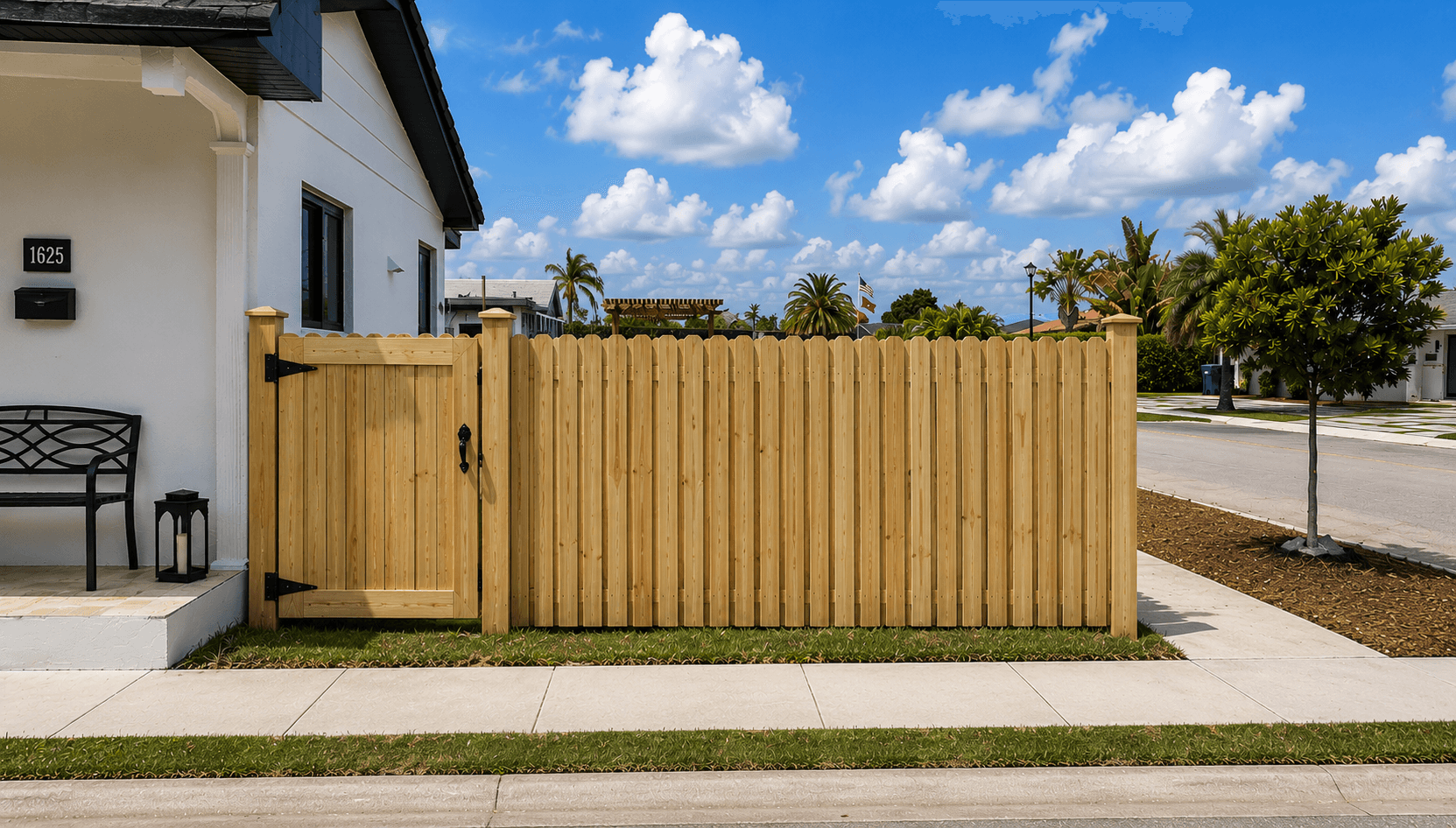 Property after fence install — wood